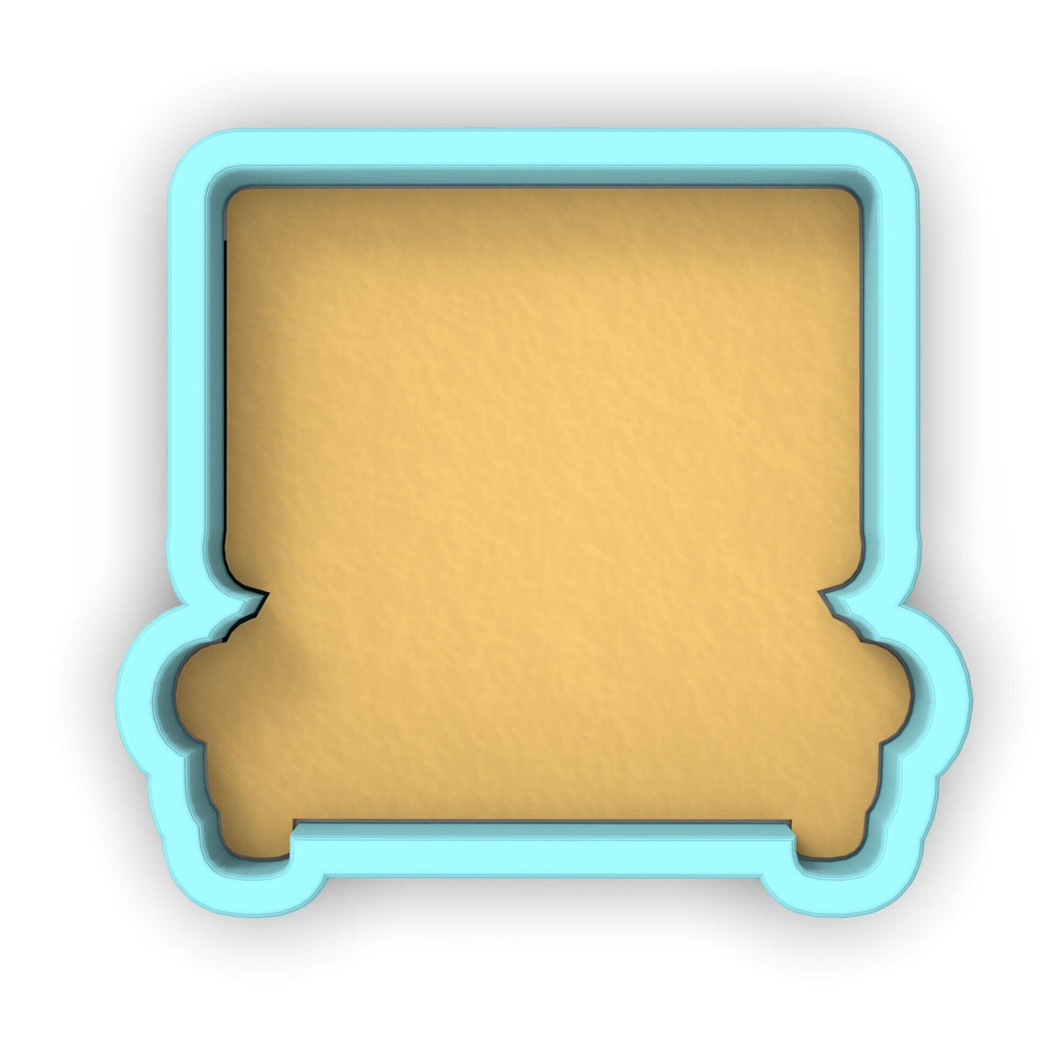 a blue frame with a light brown background