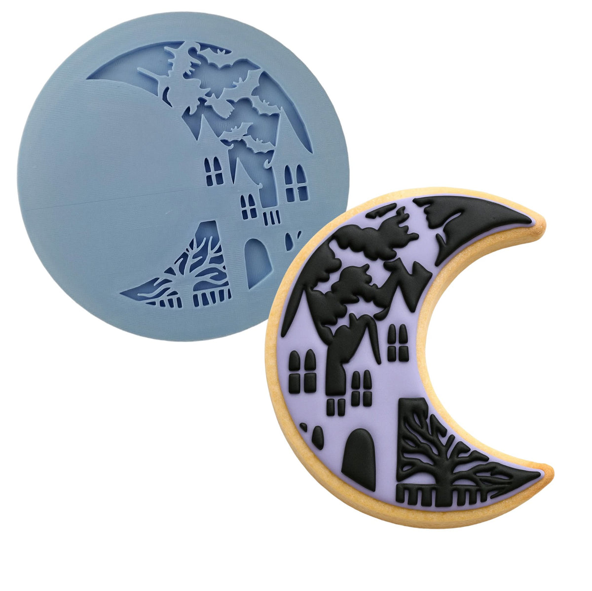 Halloween Moon Cookie Cutter | Stamp | Stencil #1 Halloween / Fall Cookie Cutter Lady MINI - 2 Inches (5cm) Debosser ONLY 