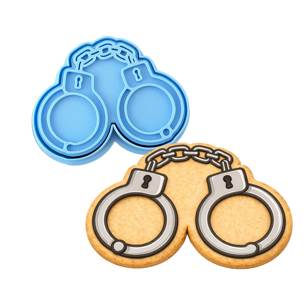 Handcuffs 2 Cookie Cutter | Stamp | Stencil - SHARP EDGES - FAST Shipping - Choose Your Own Size! #1 Cookie Cutter Lady LITTLE - 3 Inches (7.62cm) **BUNDLE** Cutter + Stamp 
