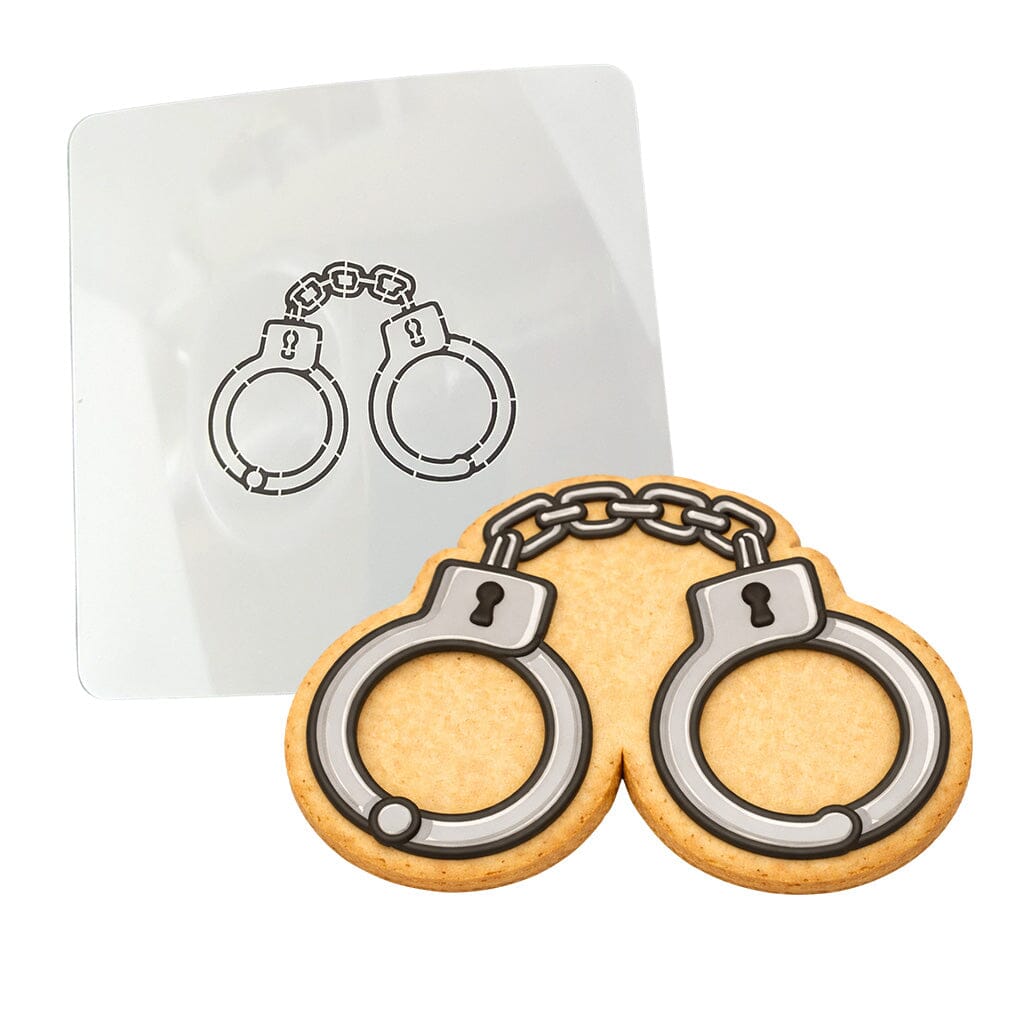 Handcuffs 2 Cookie Cutter | Stamp | Stencil - SHARP EDGES - FAST Shipping - Choose Your Own Size! #1 Cookie Cutter Lady LITTLE - 3 Inches (7.62cm) Stencil ONLY 