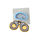 Handcuffs Cookie Cutter | Stamp | Stencil #1 Boys/ Army / Outdoorsman Cookie Cutter Lady MINI - 2 Inches (5cm) **BUNDLE** Cutter + Stencil 