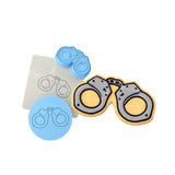 Handcuffs Cookie Cutter | Stamp | Stencil #1 Boys/ Army / Outdoorsman Cookie Cutter Lady MINI - 2 Inches (5cm) **FULL SET BUNDLE** Cutter + Stamp + Stencil + Debosser **BEST DEAL** 