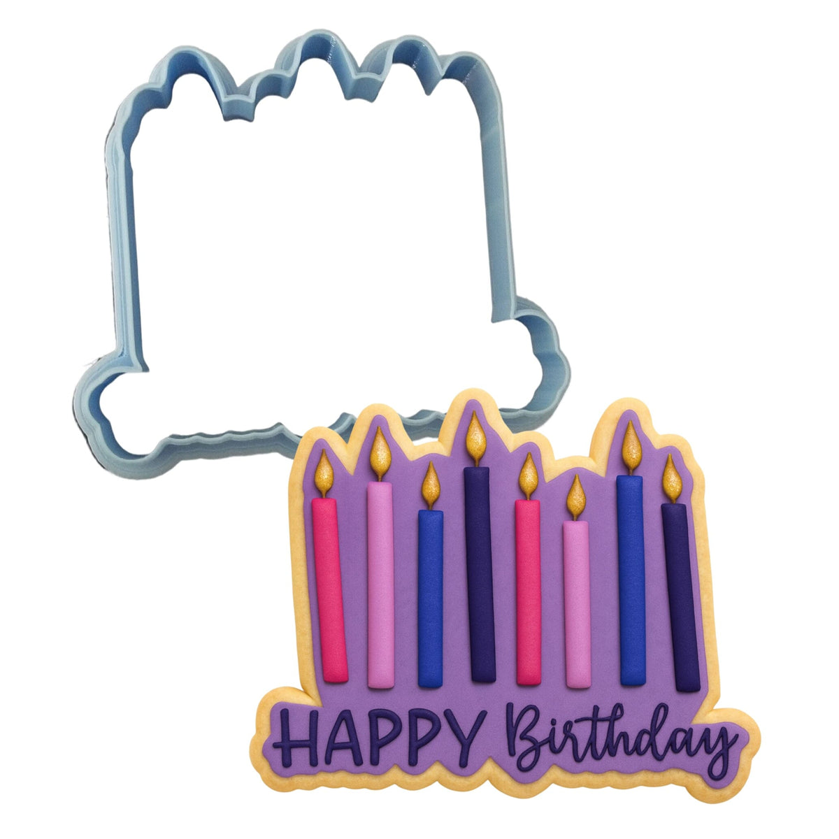 Happy Birthday Candles Cookie Cutter | Stamp | Stencil #1 Mom / Dad / Bday / Party Cookie Cutter Lady MINI - 2 Inches (5cm) Cookie Cutter ONLY (Outline) 