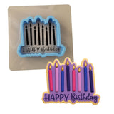 Happy Birthday Candles Cookie Cutter | Stamp | Stencil #1 Mom / Dad / Bday / Party Cookie Cutter Lady MINI - 2 Inches (5cm) **BUNDLE** Cutter + Stencil 
