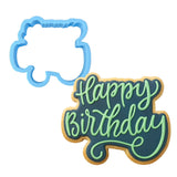 Happy Birthday Cookie Cutter | Stamp | Stencil #1 Mom / Dad / Bday / Party Cookie Cutter Lady MINI - 2 Inches (5cm) Cookie Cutter ONLY (Outline) 