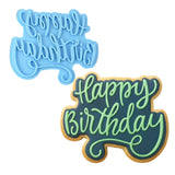 Happy Birthday Cookie Cutter | Stamp | Stencil #1 Mom / Dad / Bday / Party Cookie Cutter Lady MINI - 2 Inches (5cm) Stamp ONLY 