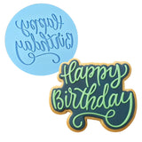 Happy Birthday Cookie Cutter | Stamp | Stencil #1 Mom / Dad / Bday / Party Cookie Cutter Lady MINI - 2 Inches (5cm) Debosser ONLY 
