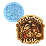 Happy Birthday Jesus Manger Cookie Cutter | Stamp | Stencil - SHARP EDGES - FAST Shipping - Choose Your Own Size! #3 Cookie Cutter Lady LITTLE - 3 Inches (7.62cm) Debosser ONLY 