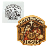 Happy Birthday Jesus Manger Cookie Cutter | Stamp | Stencil - SHARP EDGES - FAST Shipping - Choose Your Own Size! #3 Cookie Cutter Lady LITTLE - 3 Inches (7.62cm) Stencil ONLY 