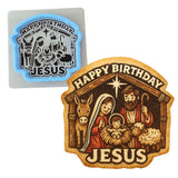 Happy Birthday Jesus Manger Cookie Cutter | Stamp | Stencil - SHARP EDGES - FAST Shipping - Choose Your Own Size! #3 Cookie Cutter Lady LITTLE - 3 Inches (7.62cm) **BUNDLE** Cutter + Stencil 