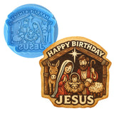 Happy Birthday Jesus Manger Cookie Cutter | Stamp | Stencil - SHARP EDGES - FAST Shipping - Choose Your Own Size! #3 Cookie Cutter Lady LITTLE - 3 Inches (7.62cm) **BUNDLE** Cutter + Debosser 