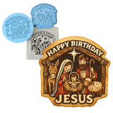 Happy Birthday Jesus Manger Cookie Cutter | Stamp | Stencil - SHARP EDGES - FAST Shipping - Choose Your Own Size! #3 Cookie Cutter Lady LITTLE - 3 Inches (7.62cm) **FULL SET BUNDLE** Cutter + Stamp + Stencil + Debosser **BEST DEAL** 