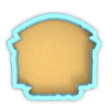 a paper cut out of a frame with a light blue border