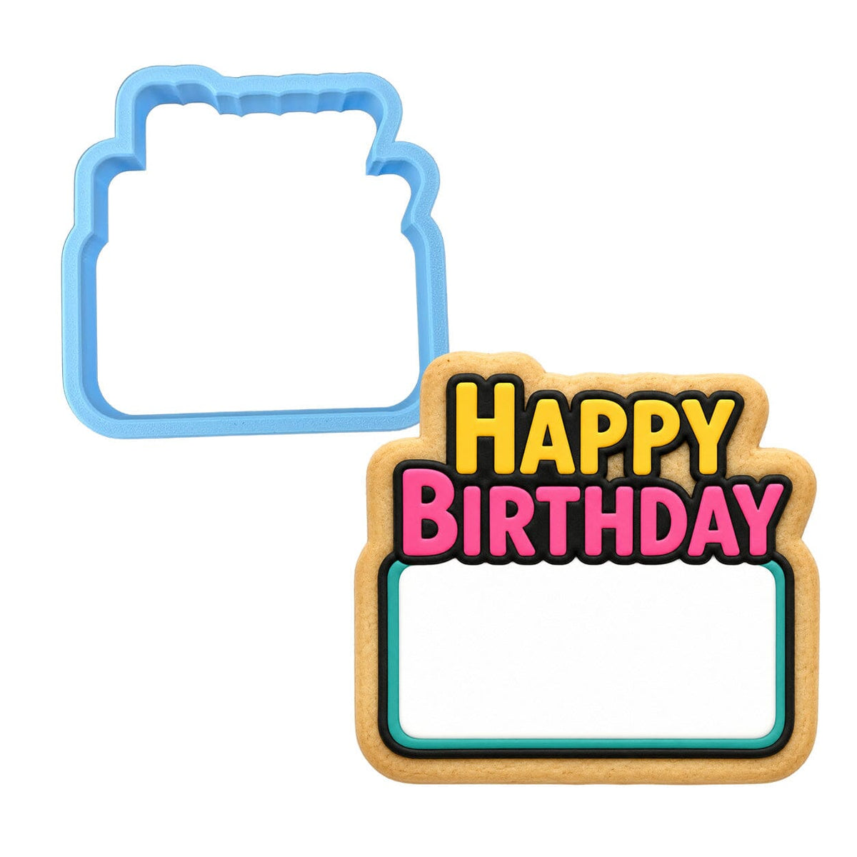 Happy Birthday Plaque 1 Cookie Cutter | Stamp | Stencil - SHARP EDGES - FAST Shipping - Choose Your Own Size! #1 Cookie Cutter Lady LITTLE - 3 Inches (7.62cm) Cookie Cutter ONLY (Outline) 