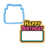 Happy Birthday Plaque 1 Cookie Cutter | Stamp | Stencil - SHARP EDGES - FAST Shipping - Choose Your Own Size! #1 Cookie Cutter Lady LITTLE - 3 Inches (7.62cm) Cookie Cutter ONLY (Outline) 