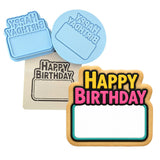 Happy Birthday Plaque 1 Cookie Cutter | Stamp | Stencil - SHARP EDGES - FAST Shipping - Choose Your Own Size! #1 Cookie Cutter Lady LITTLE - 3 Inches (7.62cm) **FULL SET BUNDLE** Cutter + Stamp + Stencil + Debosser **BEST DEAL** 