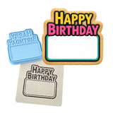 Happy Birthday Plaque 1 Cookie Cutter | Stamp | Stencil - SHARP EDGES - FAST Shipping - Choose Your Own Size! #1 Cookie Cutter Lady LITTLE - 3 Inches (7.62cm) **BUNDLE** Cutter + Stamp + Stencil 