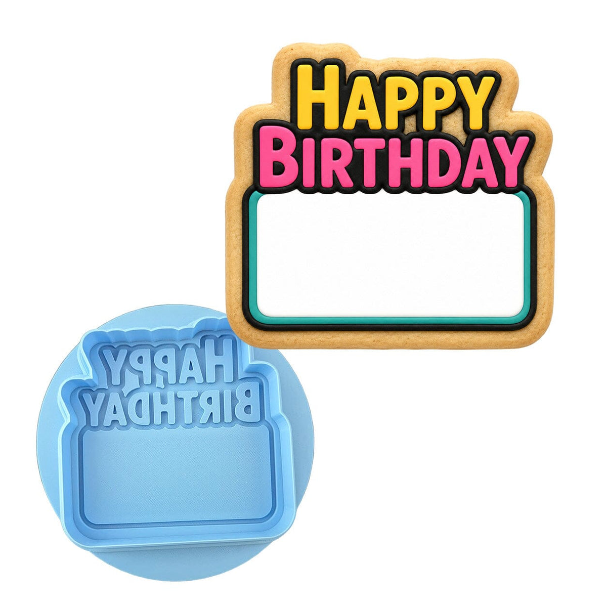 Happy Birthday Plaque 1 Cookie Cutter | Stamp | Stencil - SHARP EDGES - FAST Shipping - Choose Your Own Size! #1 Cookie Cutter Lady LITTLE - 3 Inches (7.62cm) **BUNDLE** Cutter + Debosser 