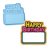 Happy Birthday Plaque 1 Cookie Cutter | Stamp | Stencil - SHARP EDGES - FAST Shipping - Choose Your Own Size! #1 Cookie Cutter Lady LITTLE - 3 Inches (7.62cm) **BUNDLE** Cutter + Stamp 