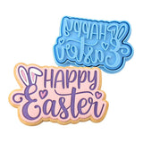 Happy Easter Bunny Ears Hearts Cookie Cutter | Stamp | Stencil Animals & Dinosaurs Cookie Cutter Lady MINI - 2 Inches (5cm) **BUNDLE** Cutter + Stamp 