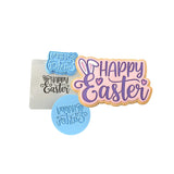 Happy Easter Bunny Ears Hearts Cookie Cutter | Stamp | Stencil Animals & Dinosaurs Cookie Cutter Lady MINI - 2 Inches (5cm) **FULL SET BUNDLE** Cutter + Stamp + Stencil + Debosser **BEST DEAL** 