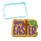 a cookie with the words happy easter on it