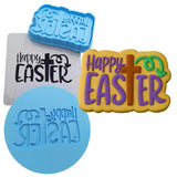 a cookie with a happy easter message and a cookie with a happy easter message