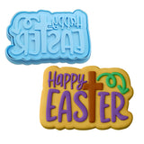 a cookie that says happy easter and a cookie that says happy easter
