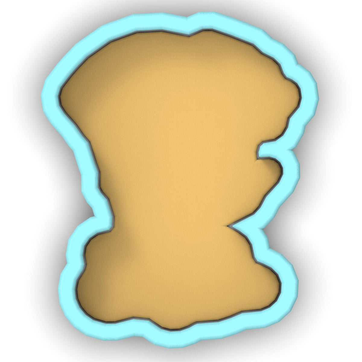 a cookie cutter with a cookie shaped like a face