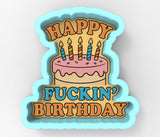 a birthday cake with candles that says, happy fucking'n'birthday