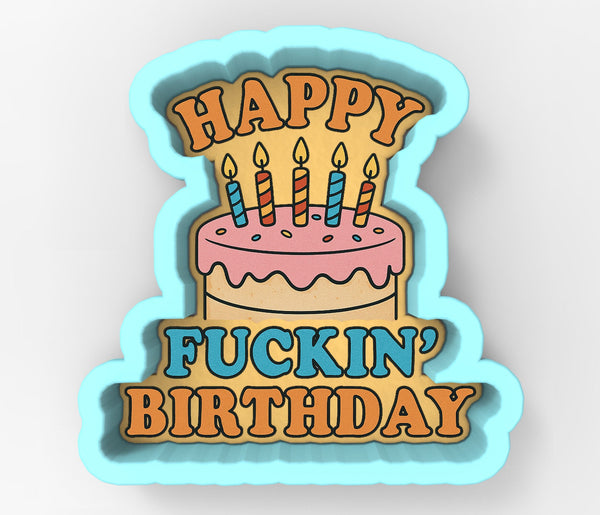 a birthday cake with candles that says, happy fucking'n'birthday