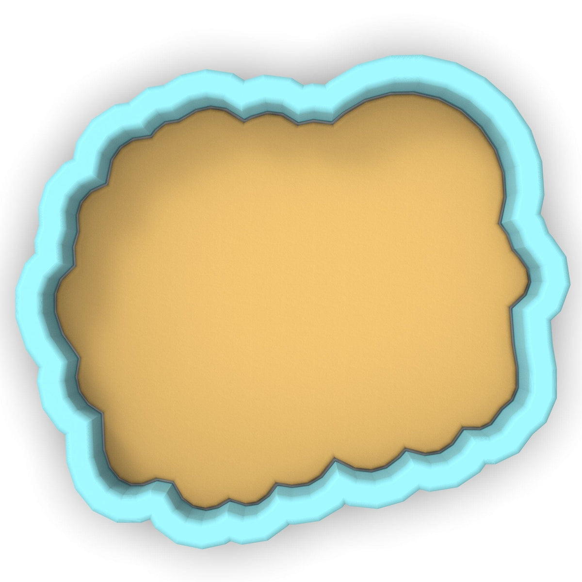 a cookie pan with a cookie in the shape of a cloud