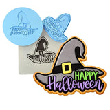 Happy Halloween Witch Cookie Cutter | Stamp | Stencil #1 Halloween / Fall Cookie Cutter Lady MINI - 2 Inches (5cm) **FULL SET BUNDLE** Cutter + Stamp + Stencil + Debosser **BEST DEAL** 