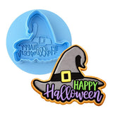 Happy Halloween Witch Cookie Cutter | Stamp | Stencil #1 Halloween / Fall Cookie Cutter Lady MINI - 2 Inches (5cm) **BUNDLE** Cutter + Debosser 