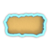 a paper cut out with a blue border