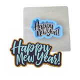 Happy New Year Cookie Cutter | Stamp | Stencil #1 Xmas / Winter / NYE Cookie Cutter Lady MINI - 2 Inches (5cm) **BUNDLE** Cutter + Stencil 