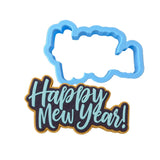 Happy New Year Cookie Cutter | Stamp | Stencil #1 Xmas / Winter / NYE Cookie Cutter Lady MINI - 2 Inches (5cm) Cookie Cutter ONLY (Outline) 