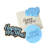 Happy New Year Cookie Cutter | Stamp | Stencil #1 Xmas / Winter / NYE Cookie Cutter Lady MINI - 2 Inches (5cm) **FULL SET BUNDLE** Cutter + Stamp + Stencil + Debosser **BEST DEAL** 