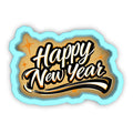 a happy new year sticker on a white background