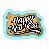 a happy new year sticker on a white background