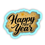a happy new year sticker on a white background