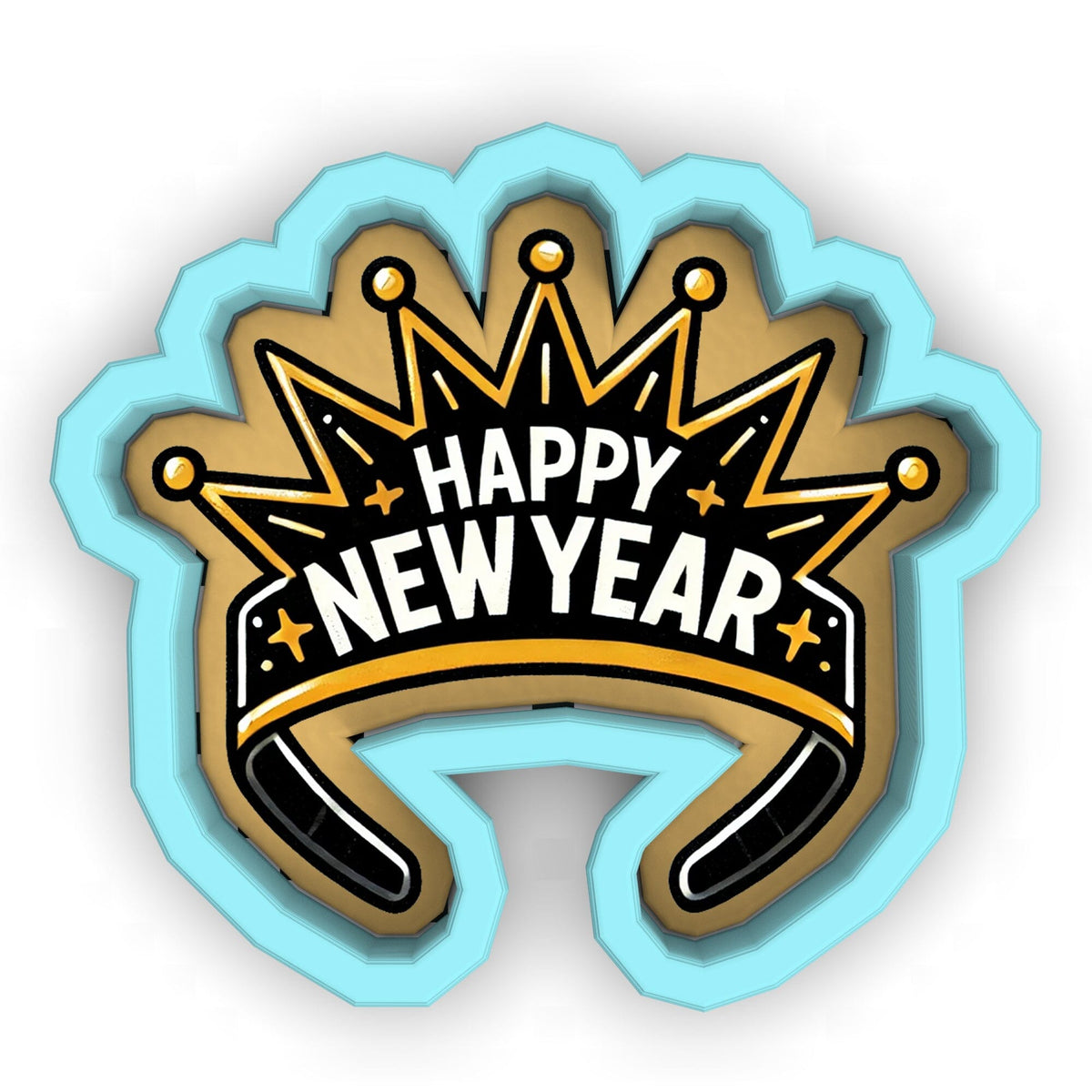 Happy New Year Crown Cookie Cutter | Stamp | Stencil - SHARP EDGES - FAST Shipping - Choose Your Own Size! #1 Cookie Cutter Lady 