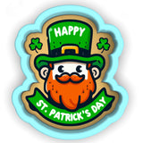a st patrick's day sticker with a lepreite