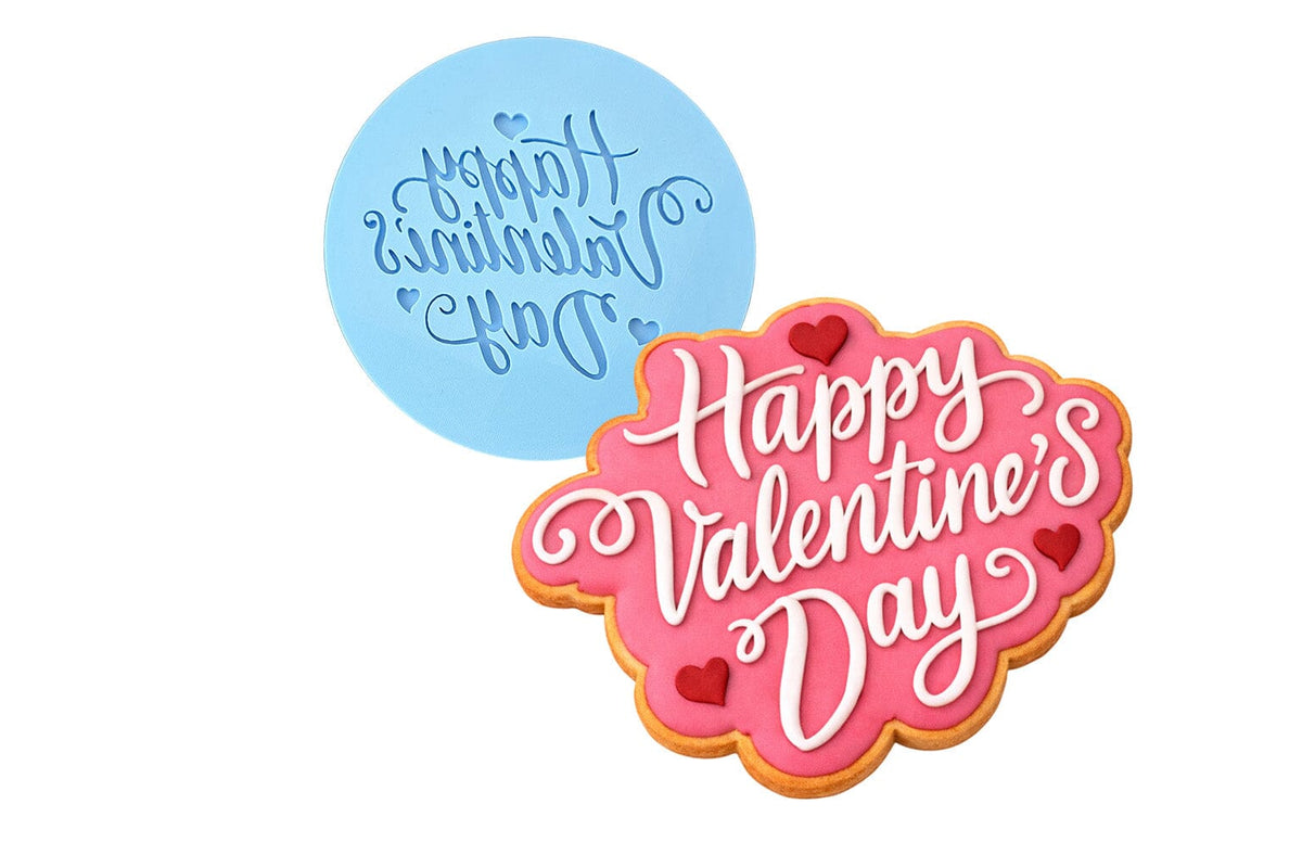 Happy Valentine's Day Heart Cookie Cutter | Stamp | Stencil #1 Wedding / Baby / V Day Cookie Cutter Lady MINI - 2 Inches (5cm) Debosser ONLY 