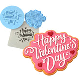 Happy Valentine's Day Heart Cookie Cutter | Stamp | Stencil #1 Wedding / Baby / V Day Cookie Cutter Lady MINI - 2 Inches (5cm) **FULL SET BUNDLE** Cutter + Stamp + Stencil + Debosser **BEST DEAL** 