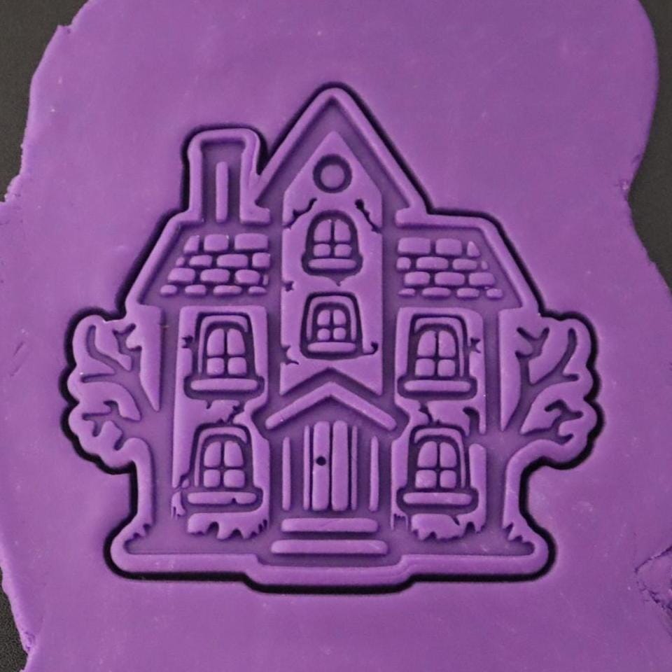 Haunted House Cookie Cutter | Stamp | Stencil - SHARP EDGES - FAST Shipping - Choose Your Own Size! #1 Cookie Cutter Lady 