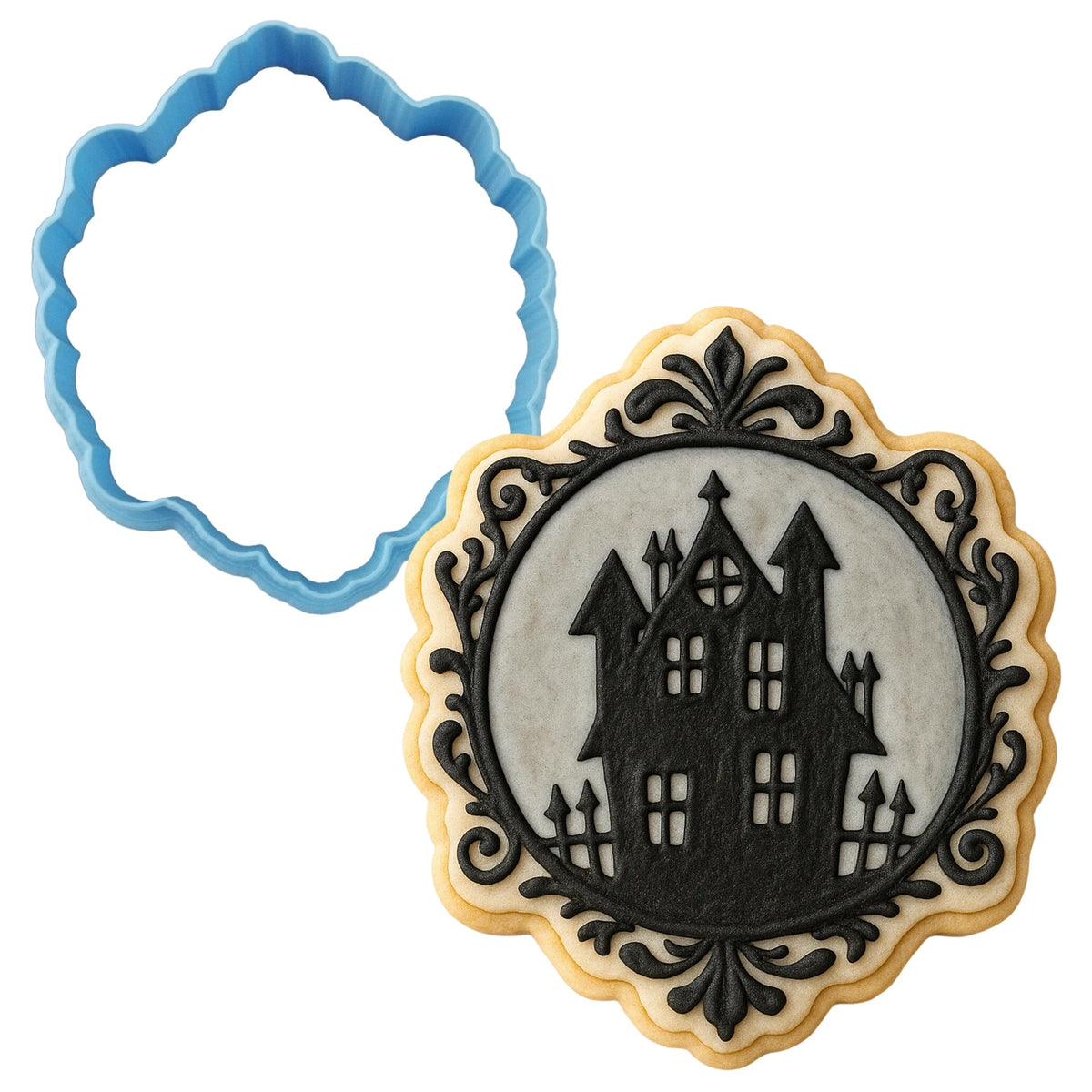 Haunted House Frame Cookie Cutter | Stamp | Stencil #1 Halloween / Fall Cookie Cutter Lady MINI - 2 Inches (5cm) Cookie Cutter ONLY (Outline) 