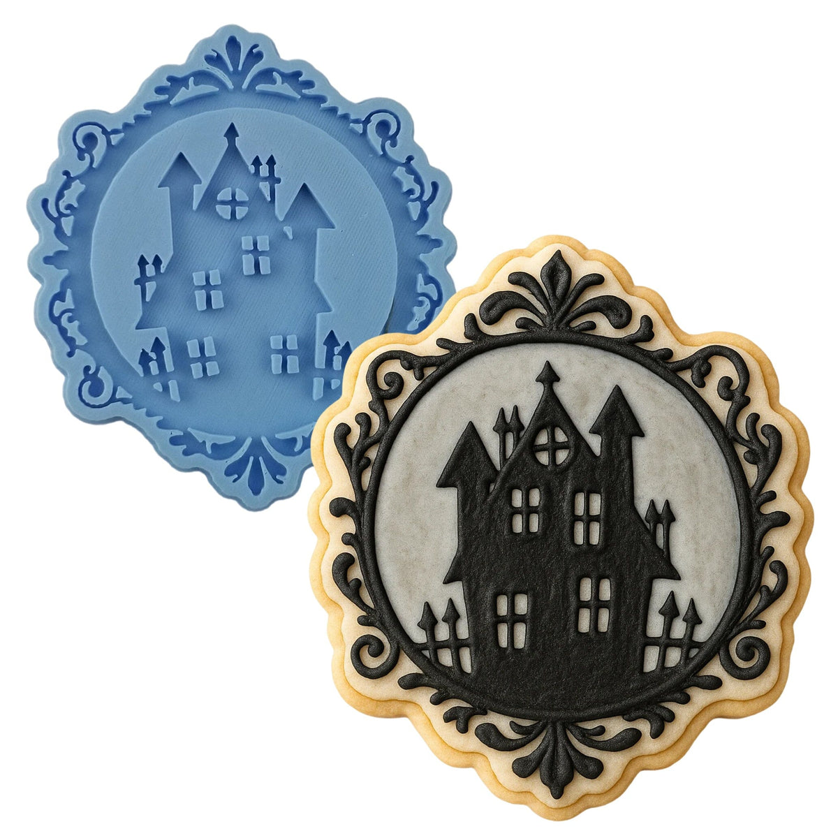 Haunted House Frame Cookie Cutter | Stamp | Stencil #1 Halloween / Fall Cookie Cutter Lady MINI - 2 Inches (5cm) Stamp ONLY 