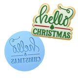 Hello Christmas Cookie Cutter | Stamp | Stencil #1 Xmas / Winter / NYE Cookie Cutter Lady MINI - 2 Inches (5cm) Debosser ONLY 