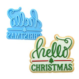 Hello Christmas Cookie Cutter | Stamp | Stencil #1 Xmas / Winter / NYE Cookie Cutter Lady MINI - 2 Inches (5cm) Stamp ONLY 